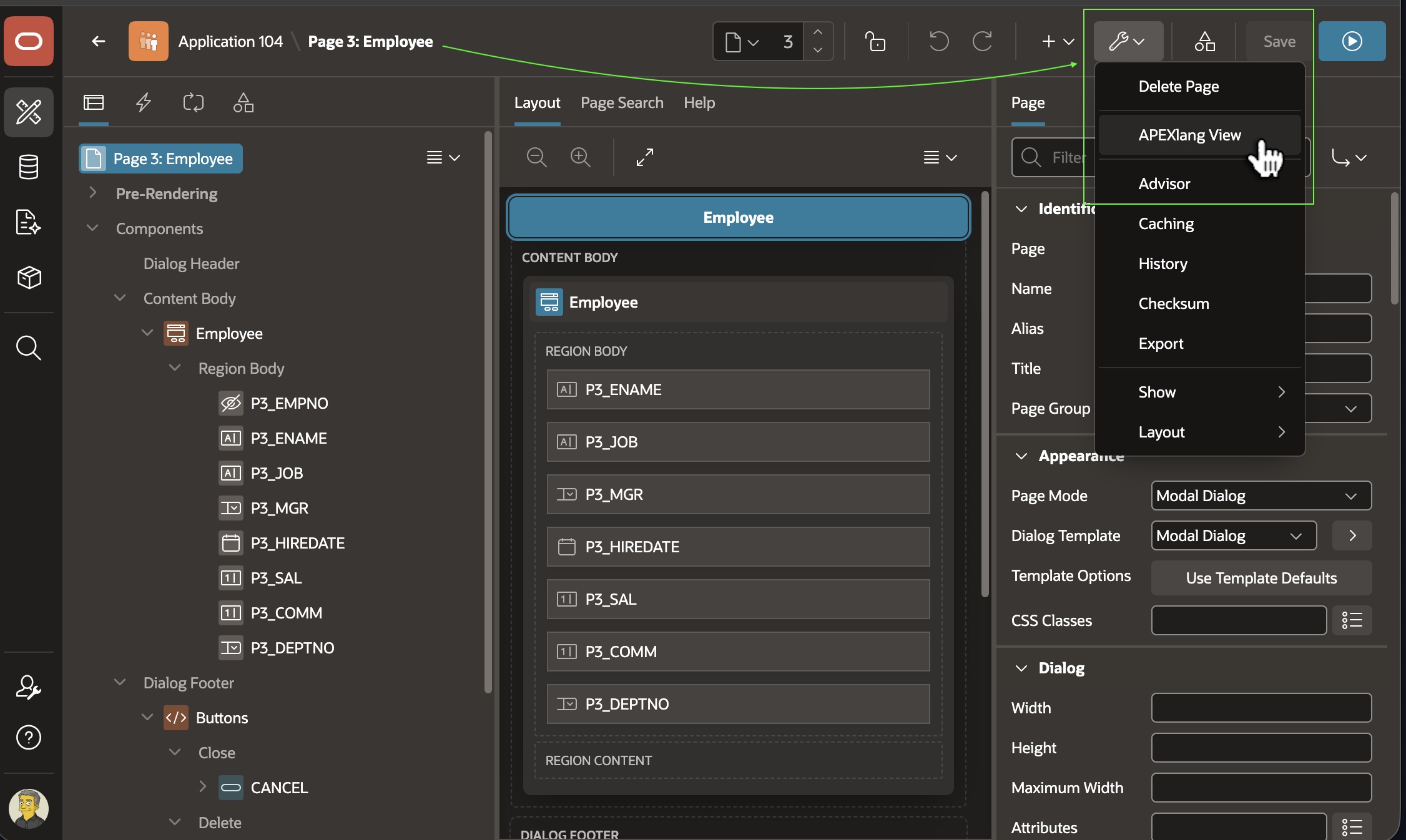 Accessing an APEXlang View of the Current Page in Page Designer Accessing an APEXlang View of the Current Page in Page Designer