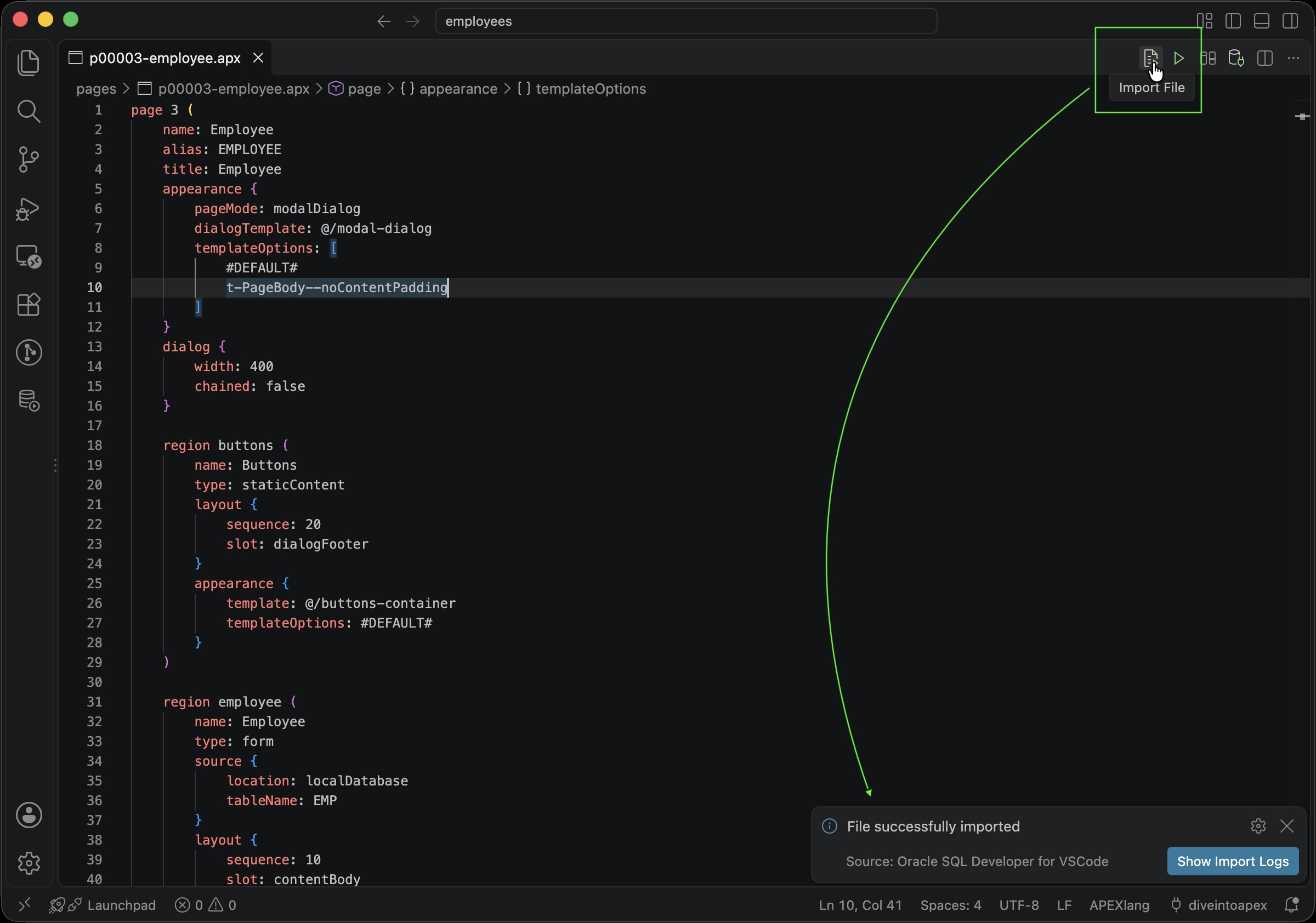 Importing a Single File into APEX App Builder