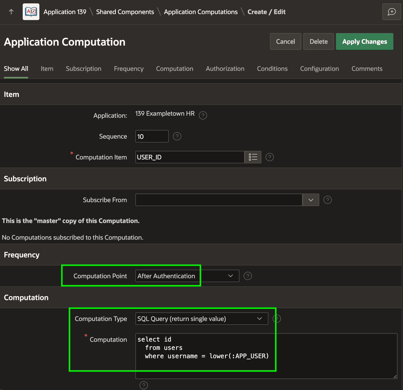 App Computation Sets the Value of App Item After Authentication