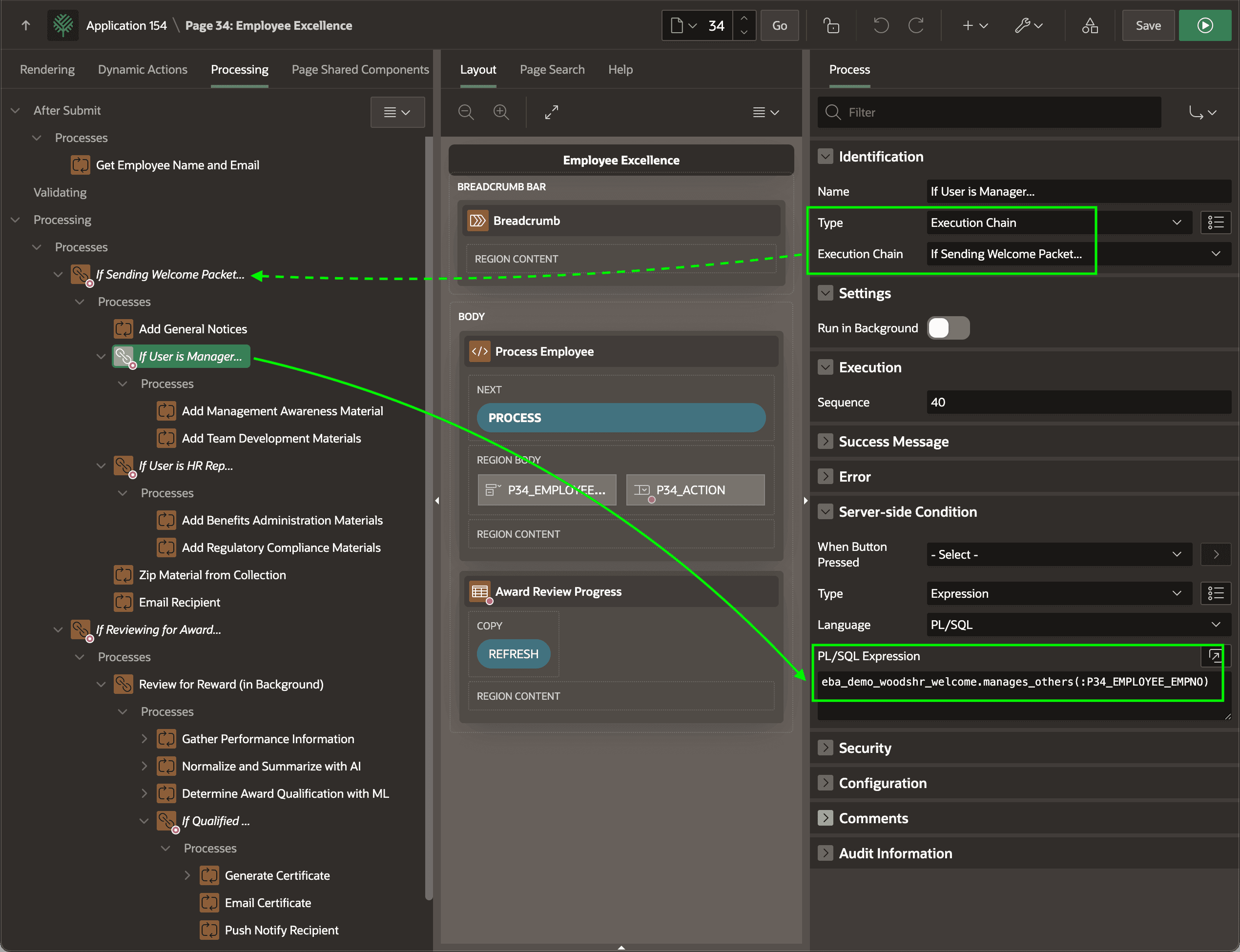 Nest Execution Chains to Form an Outline