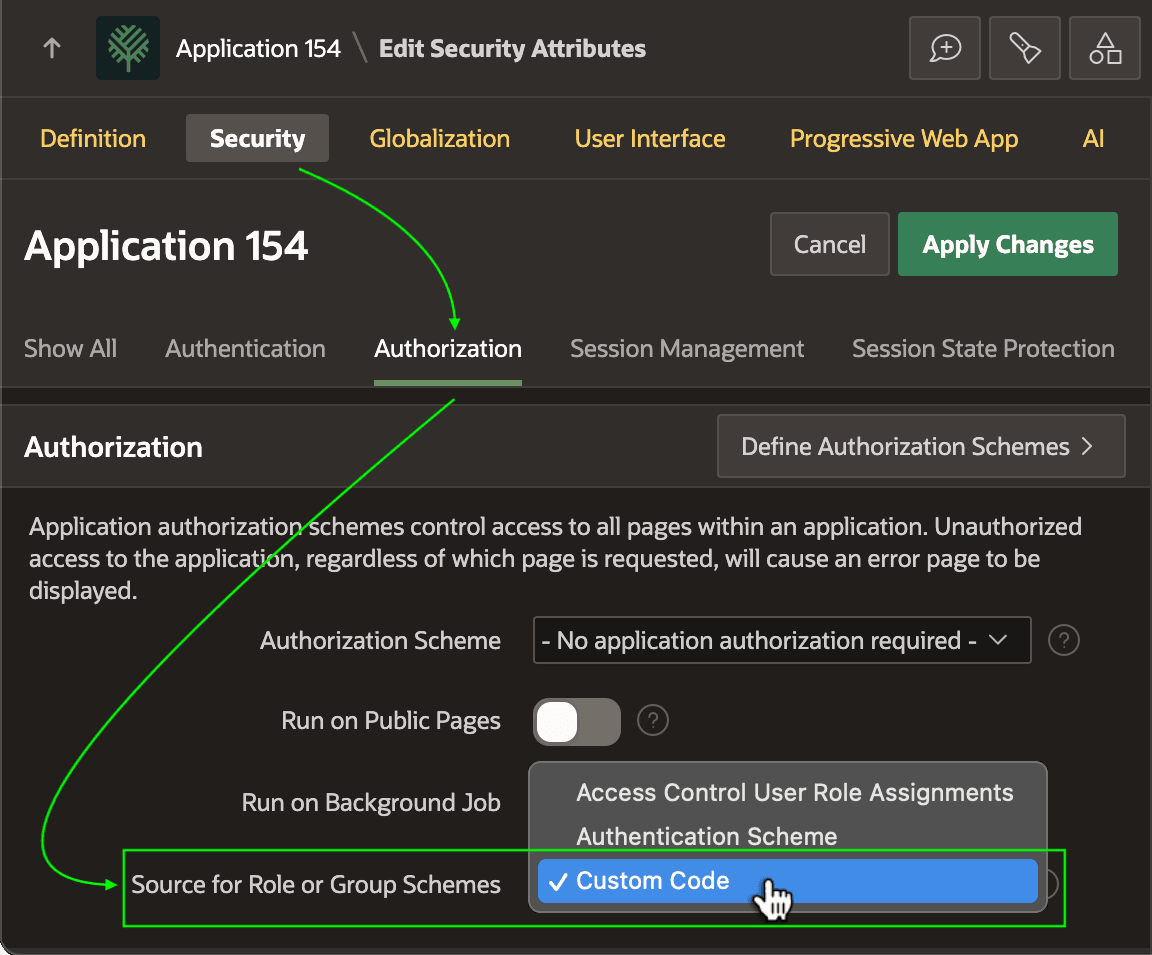 Changing App to Source Groups from Custom Code
