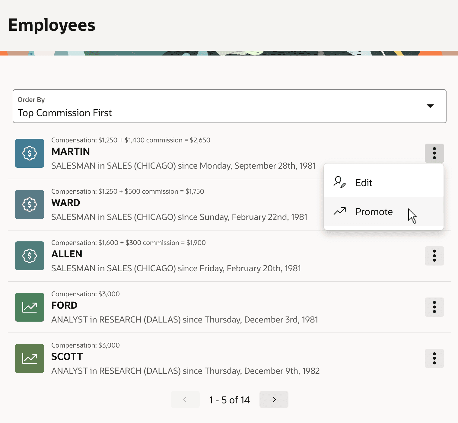 Content Row Region with Pagination and Action Menu Entries Content Row Region with Pagination and Action Menu Entries