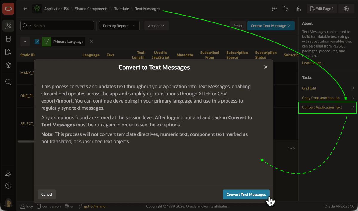 Converting Application Text to Text Messages