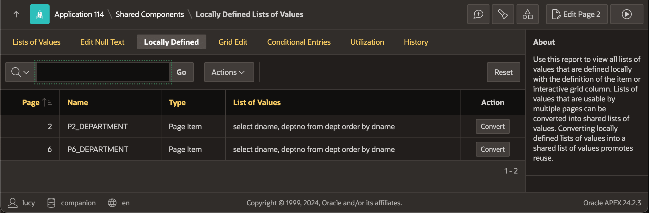 Converting Locally-Defined List of Values to Shared