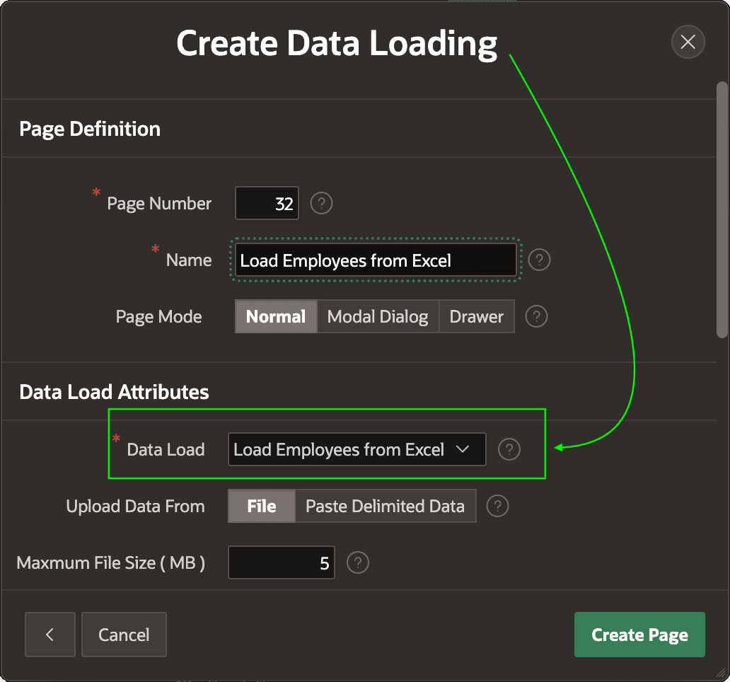 Creating a Data Load Page for an Existing Data Load Definition