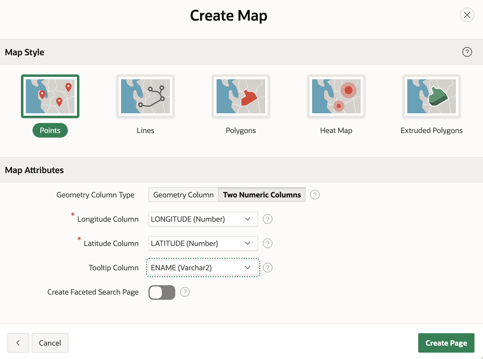 Five Different Types of Map Layer in the Create Page Wizard