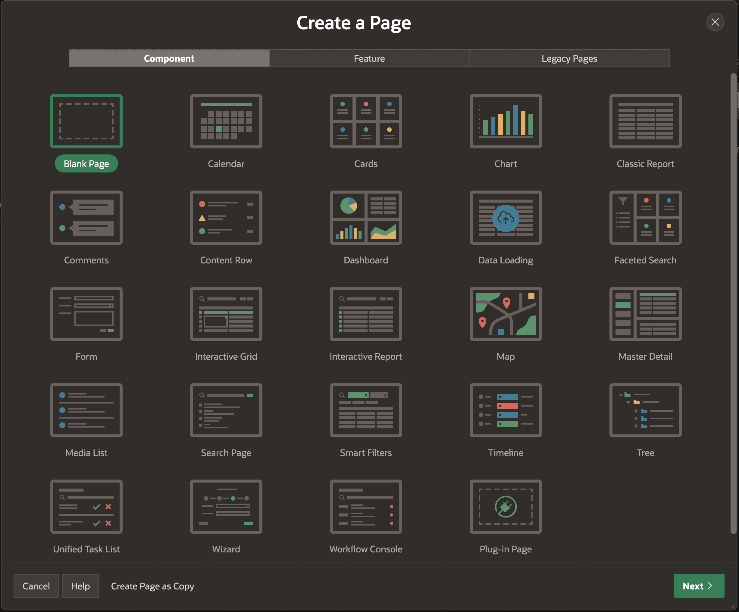Create Page Wizard