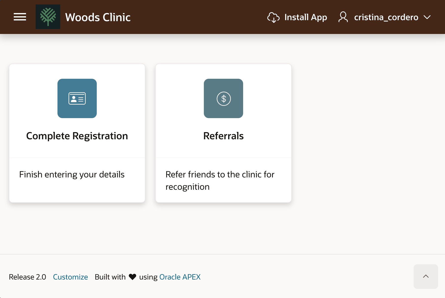 Patient Portal for Cristina Cordero on First Login Patient Portal for Cristina Cordero on First Login