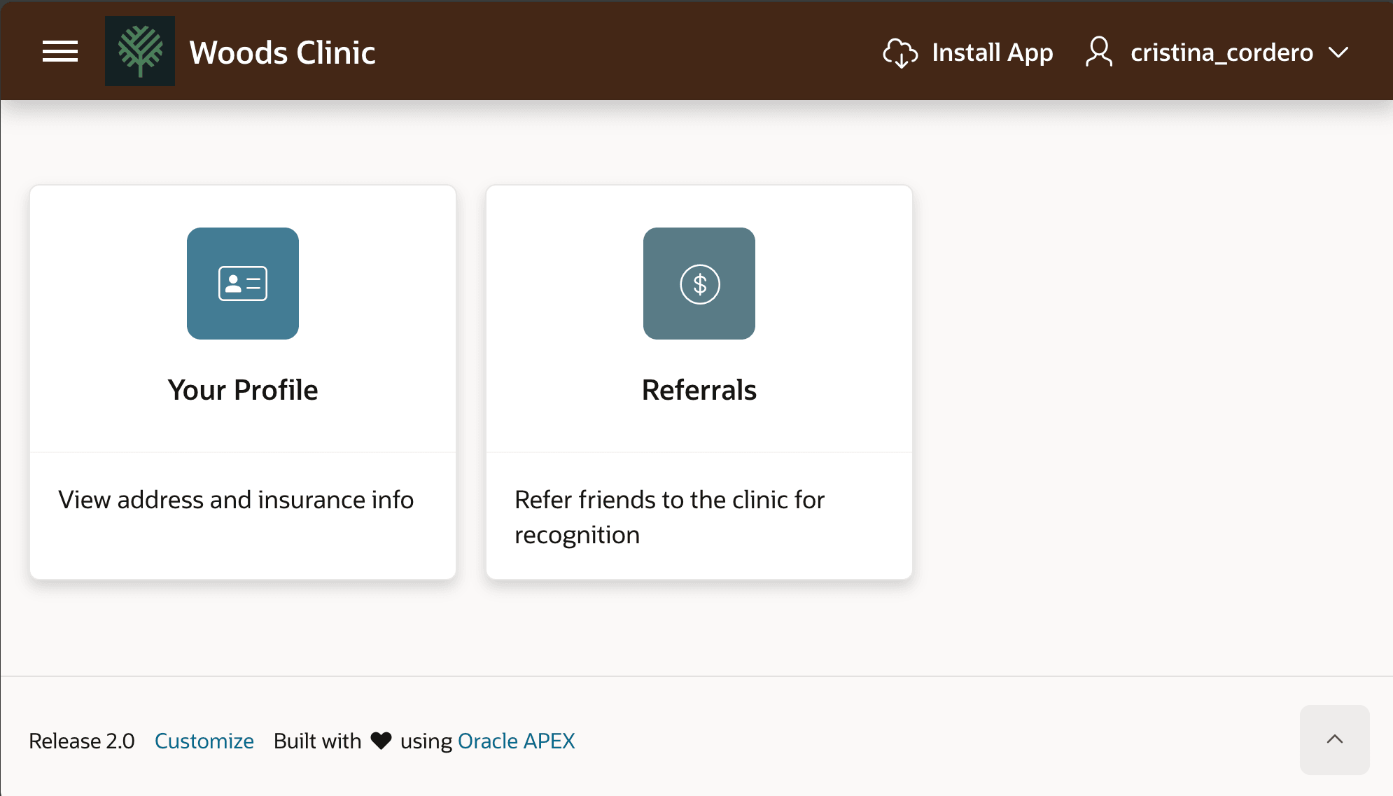 After Completing Registration, New Patients Portal Dashboard Options Change