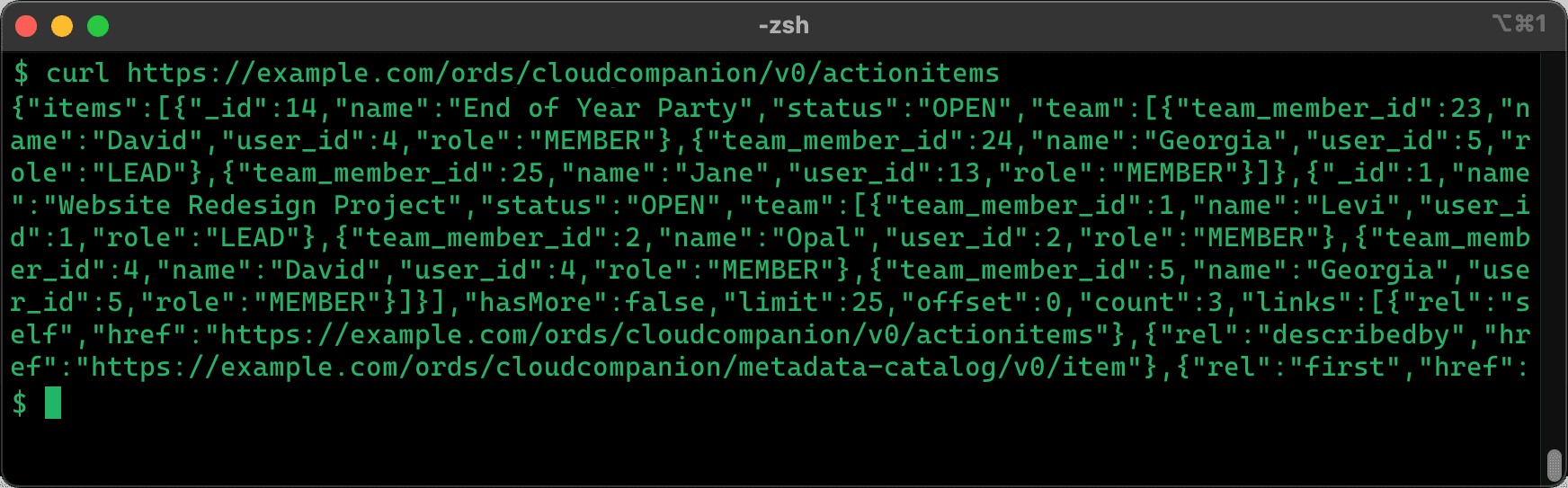 Testing ORDS GET Handler on the Command Line with curl