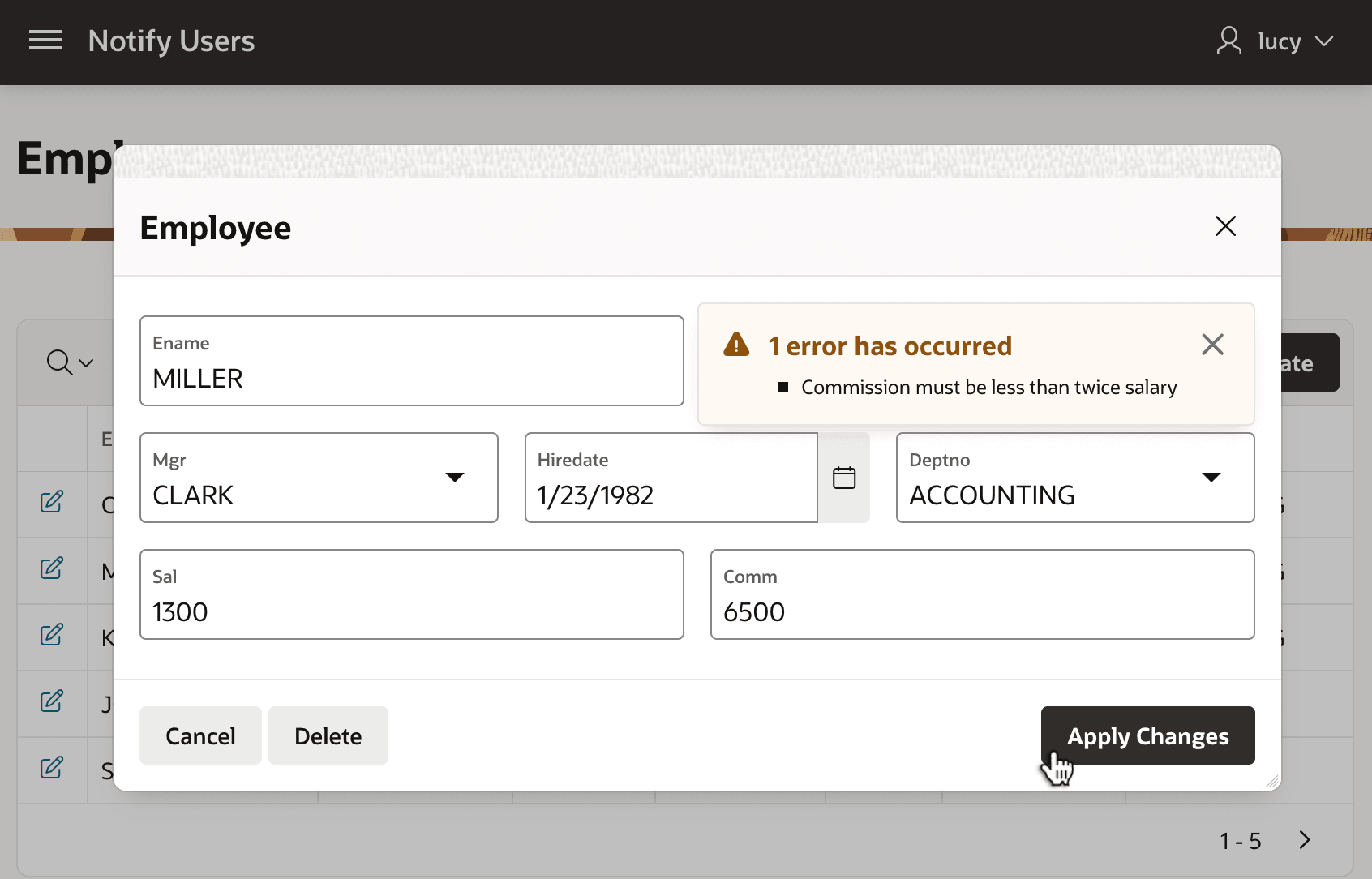 Error Handling Function Shows Custom Error for Constraint Violation