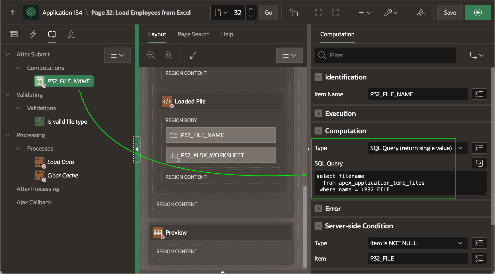 After Submit Computation Populates Uploaded File Name