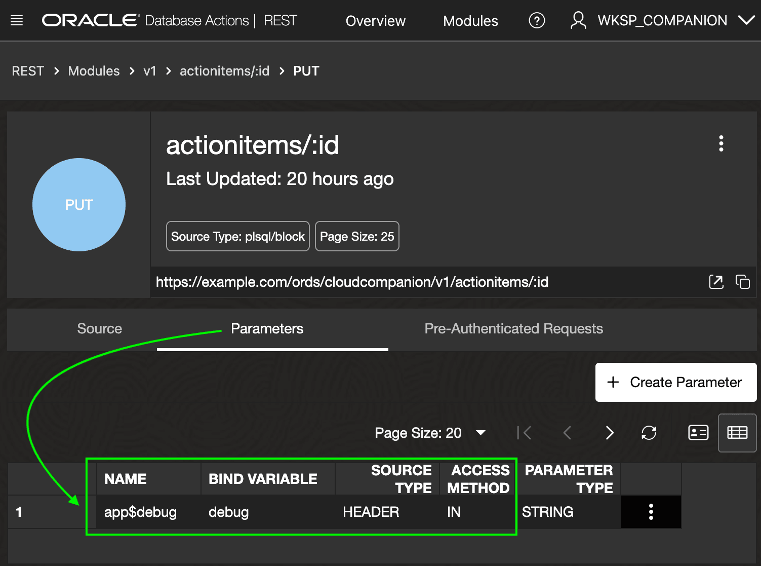 Defining a Custom Parameter for an ORDS Handler