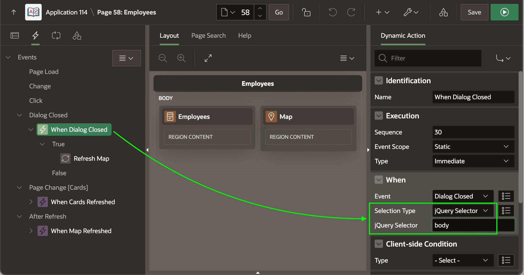Configuring a Dialog Close Dynamic Action Event Handler Configuring a Dialog Close Dynamic Action Event Handler