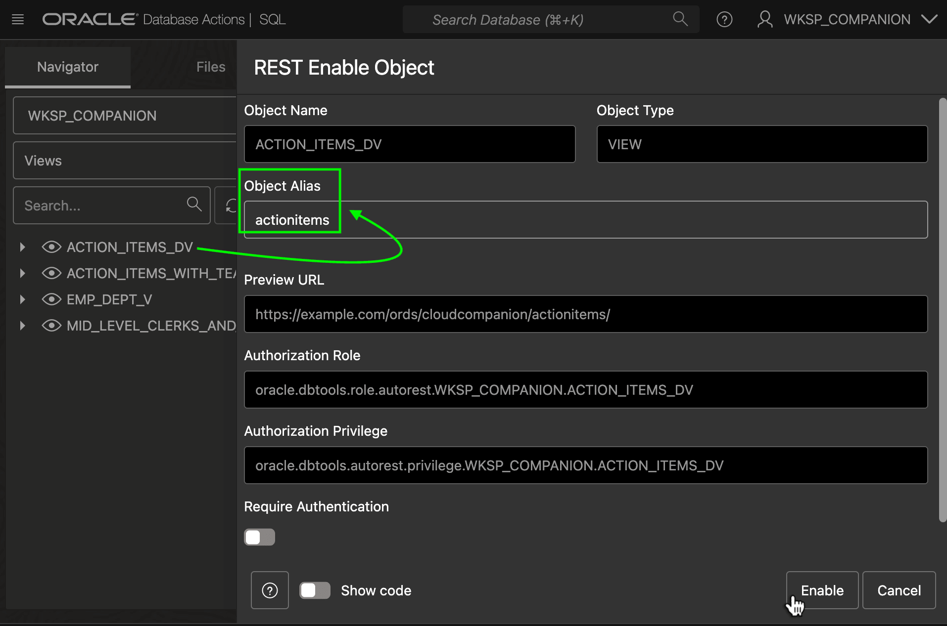Configuring Object Alias for AutoREST-Enabled Duality View Configuring Object Alias for AutoREST-Enabled Duality View