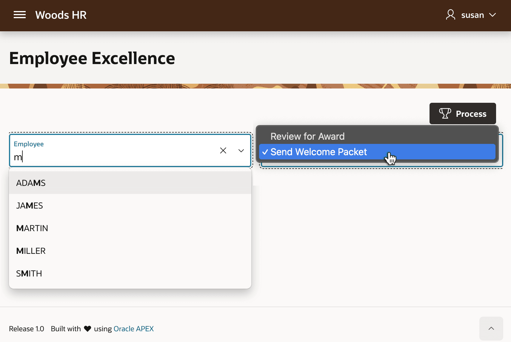 Woods HR App's Employee Excellent Page for HR Reps Woods HR App's Employee Excellent Page for HR Reps
