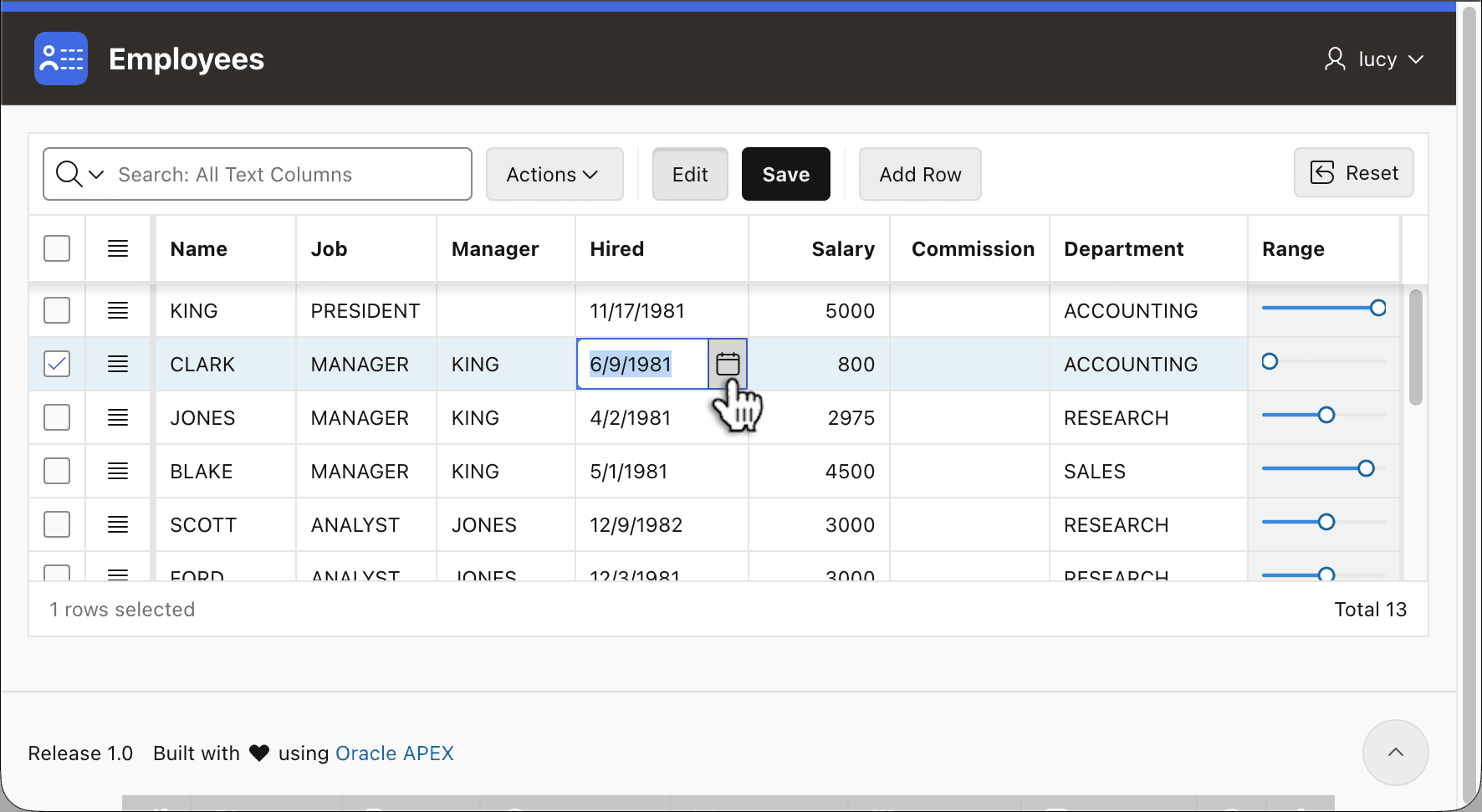 Date Picker is One of Many Item Types Available for Grid Column Editing