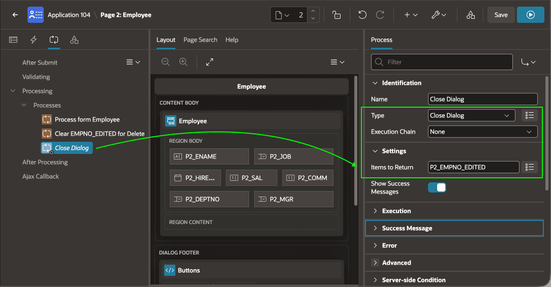 Configuring Item Values to Return to Calling Page on Dialog Close