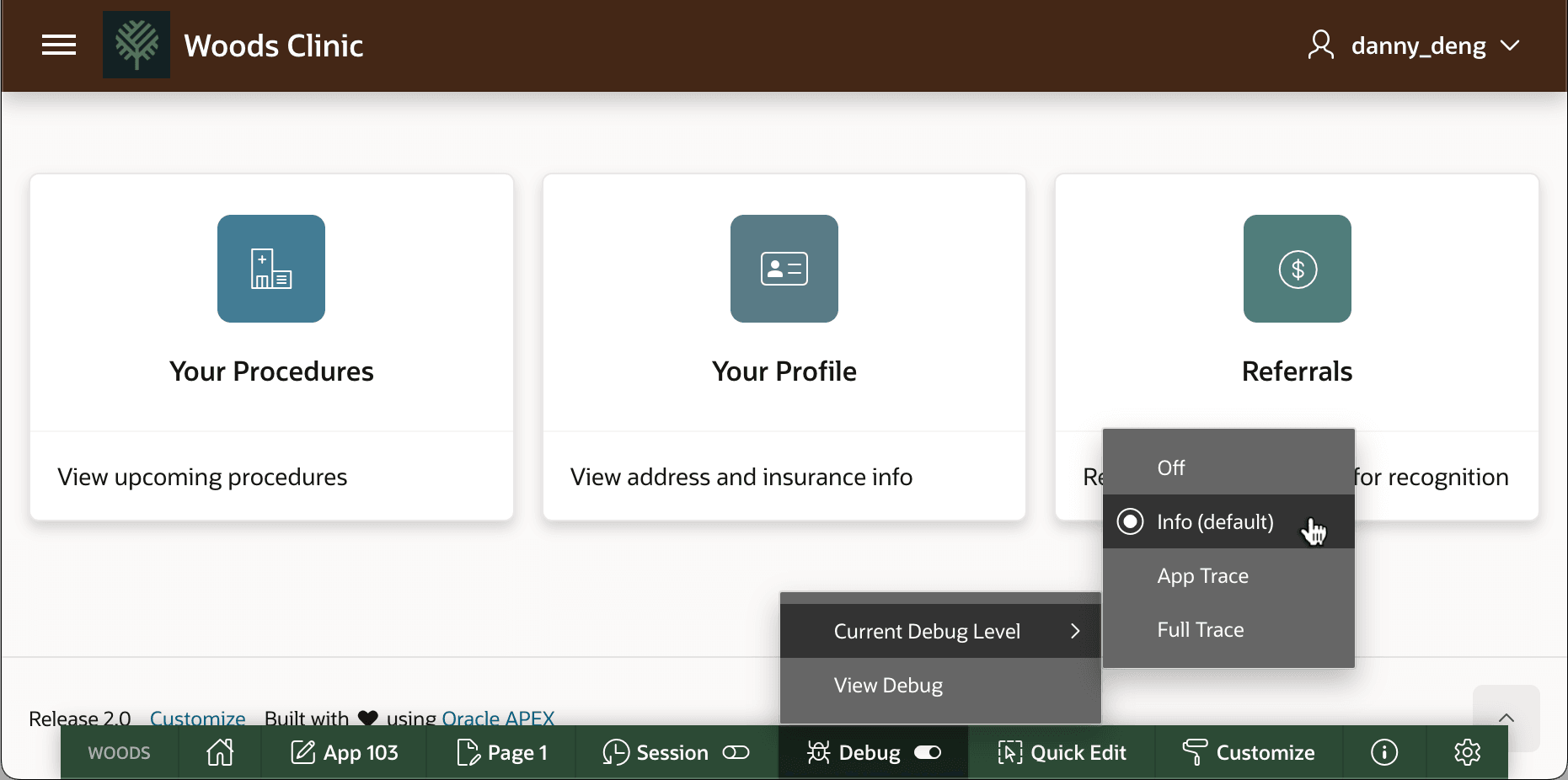 Enabling Info-Level Debug Tracing with the Developer Toolbar