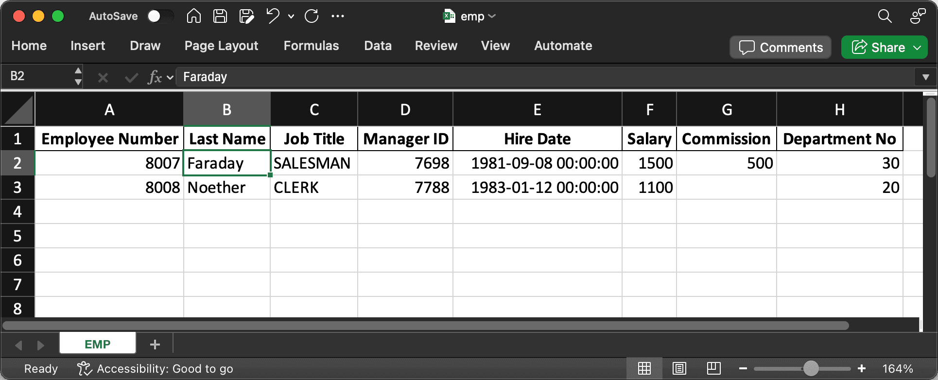 External Data in an Excel Spreadsheet