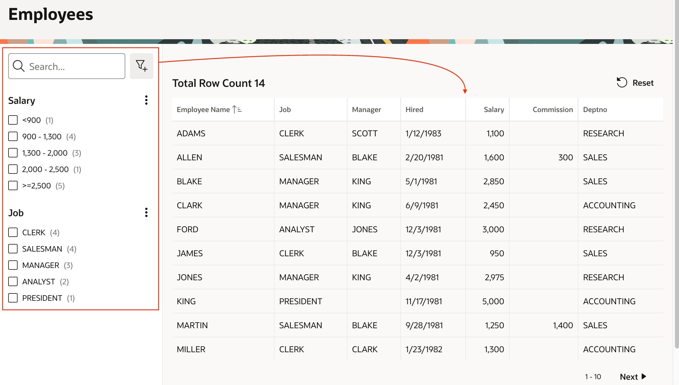 Faceted Search in the Left Column Filtering Classic Report in the Body Faceted Search in the Left Column Filtering Classic Report in the Body