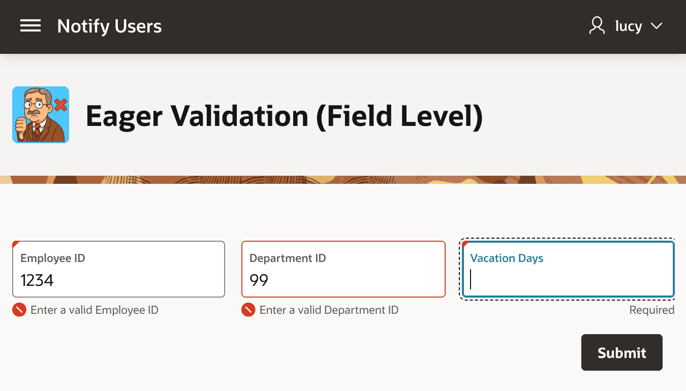 Showing Eager Field-Level Error Messages Before Submitting the Page