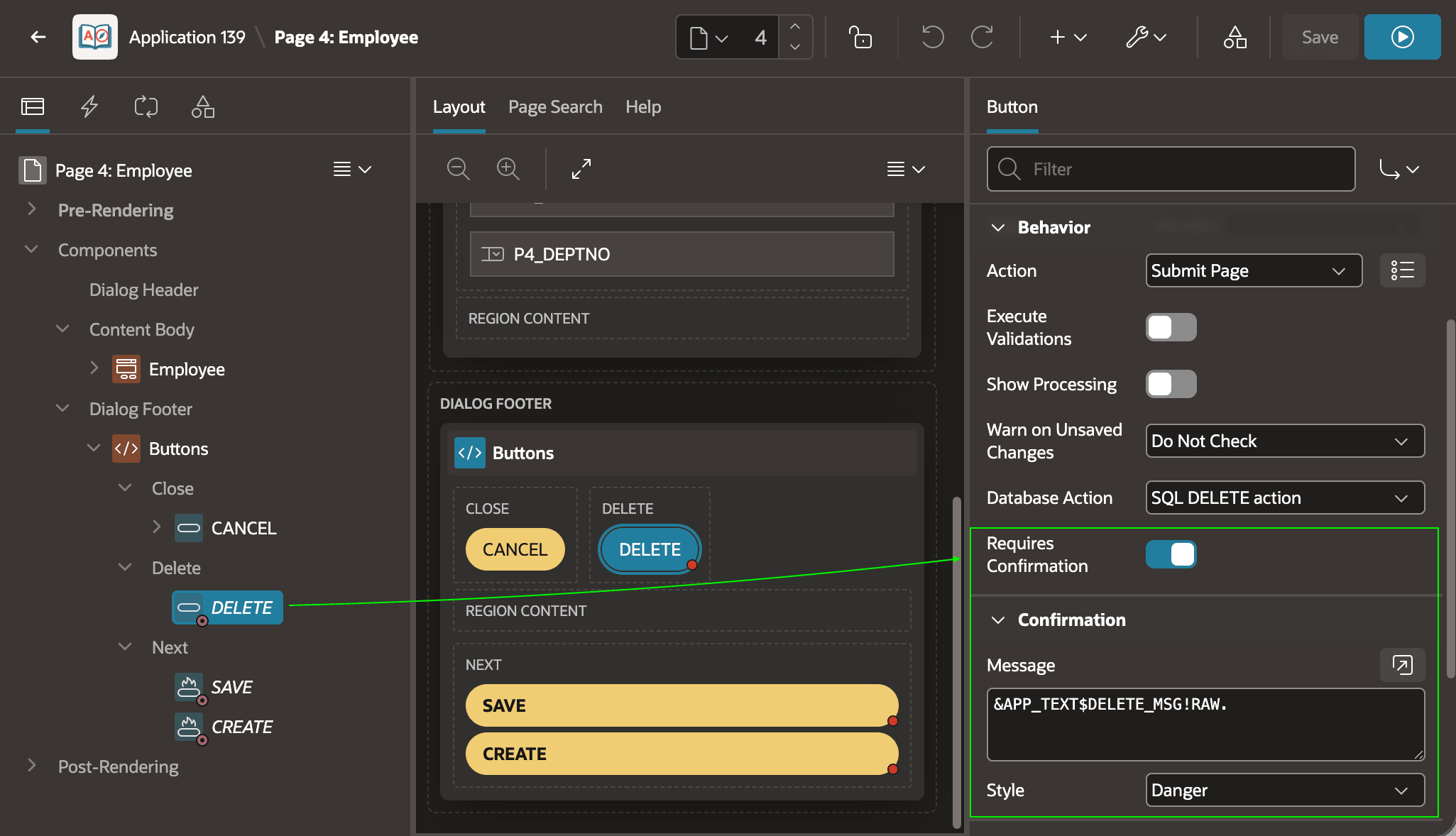 Wizard-Created Form Page Delete Button