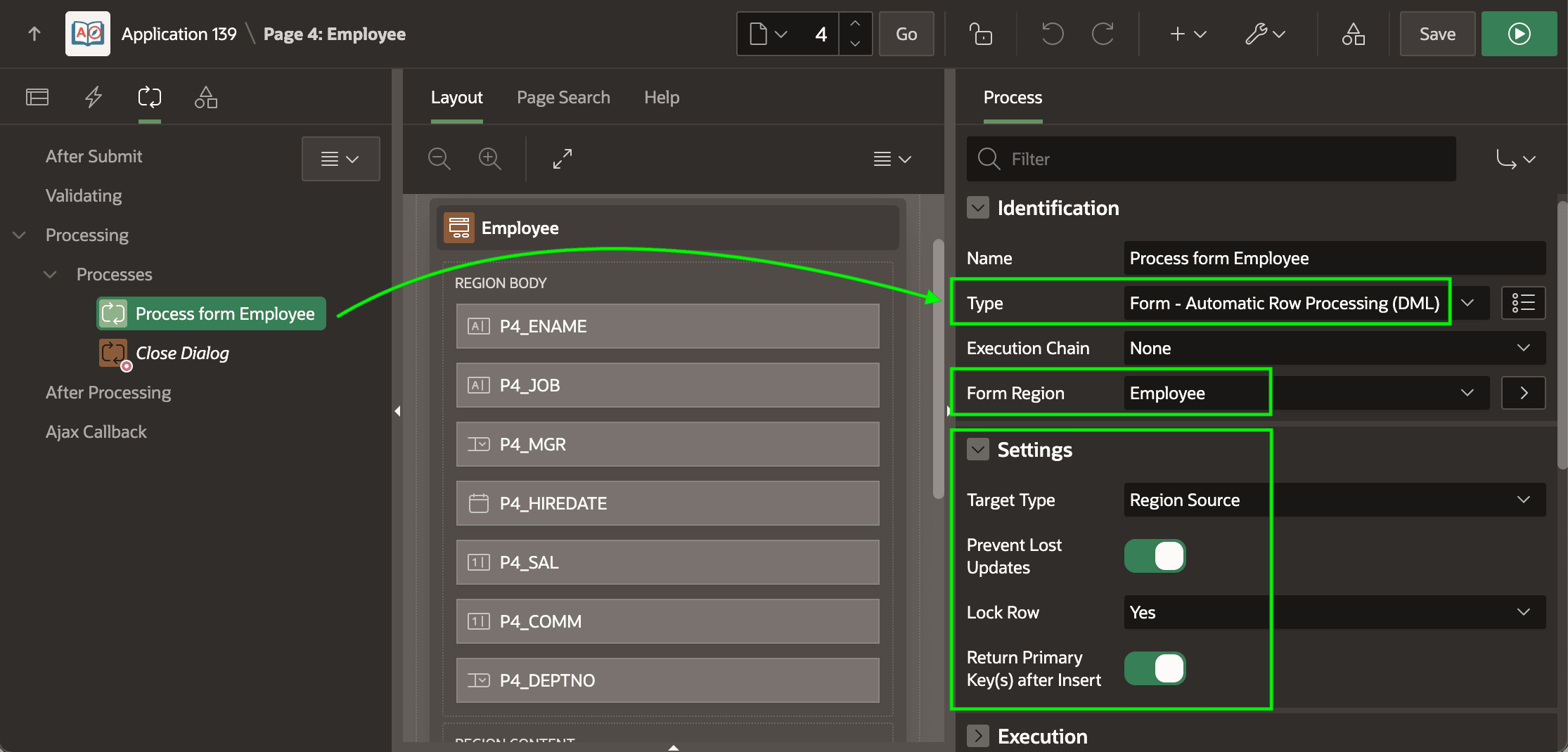 Declarative Form DML Handling with Native Page Process
