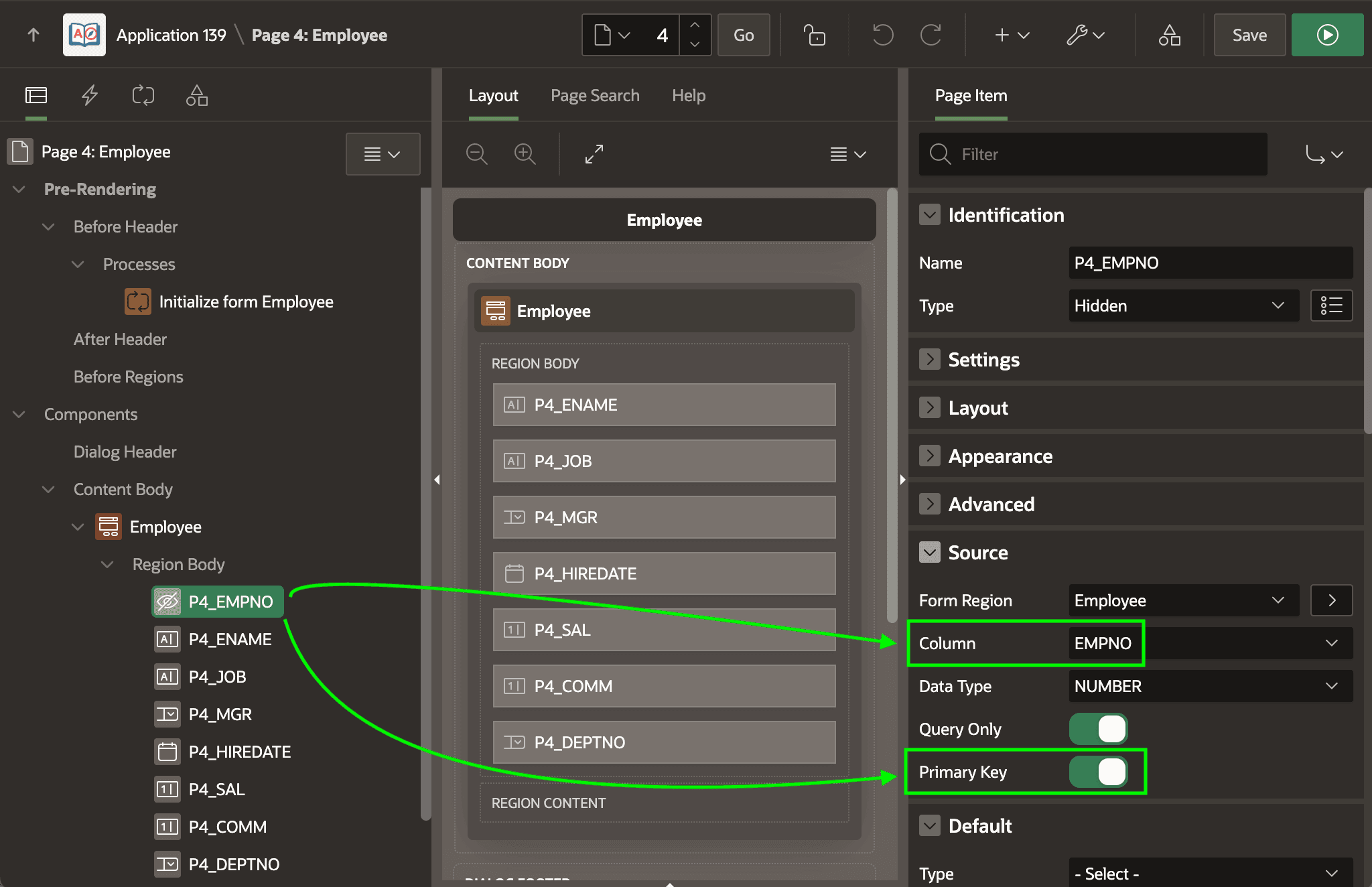 Form Initialization Page Process Requires a Primary Key