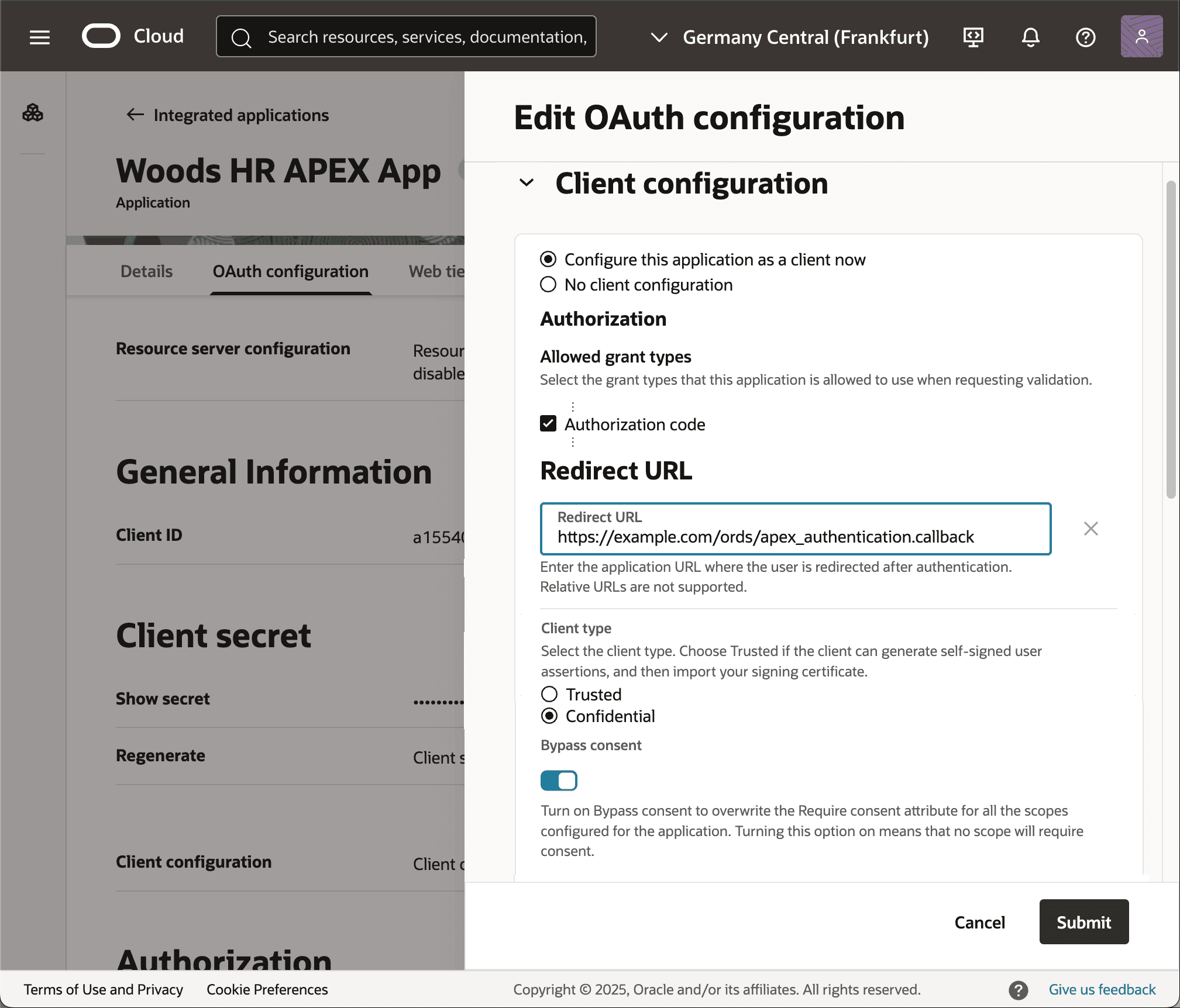 Configuring Domain Integrated App OAuth Client Configuring Domain Integrated App OAuth Client
