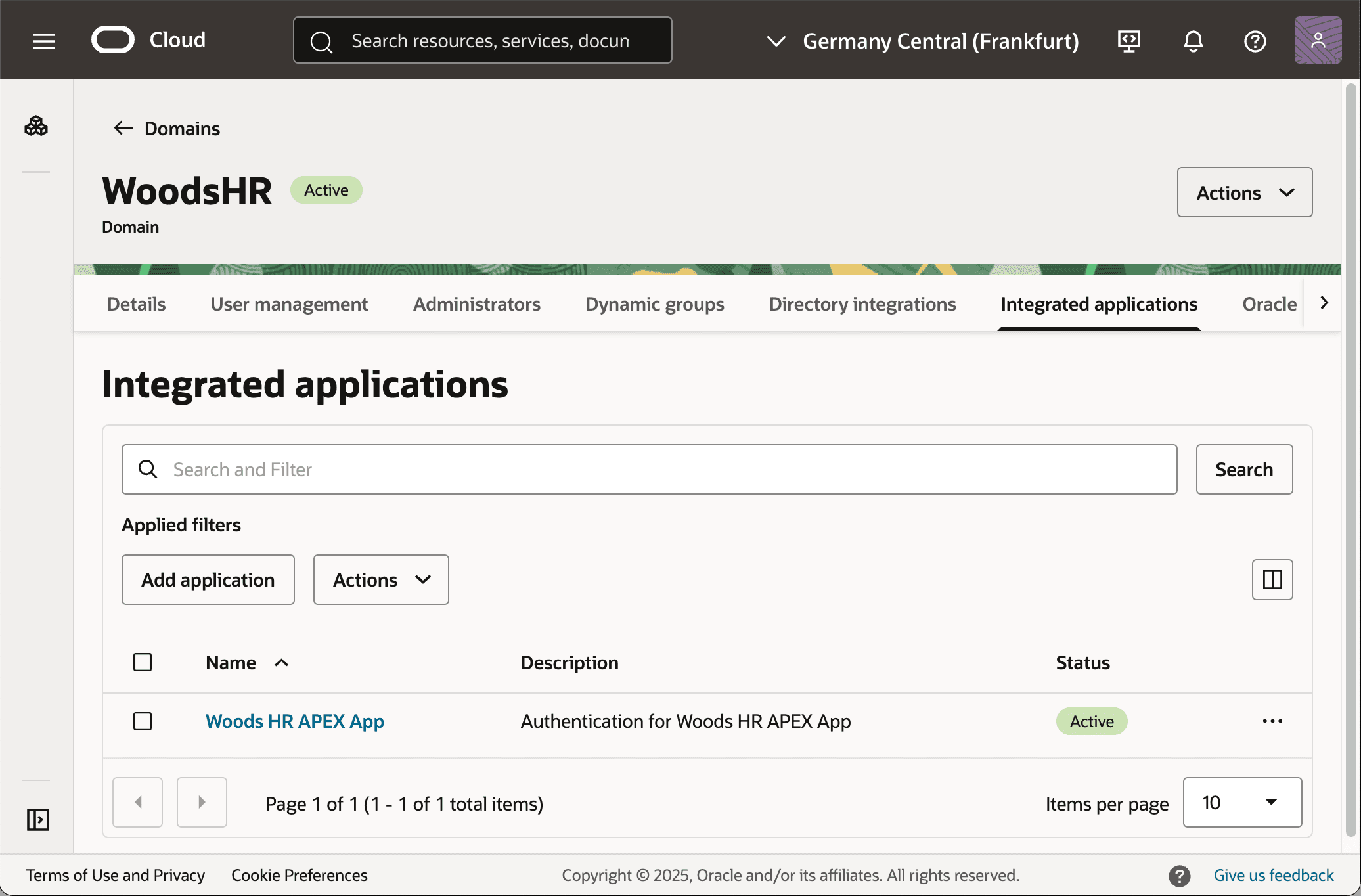 Domain Integrated App for Use by Woods HR APEX Application Domain Integrated App for Use by Woods HR APEX Application