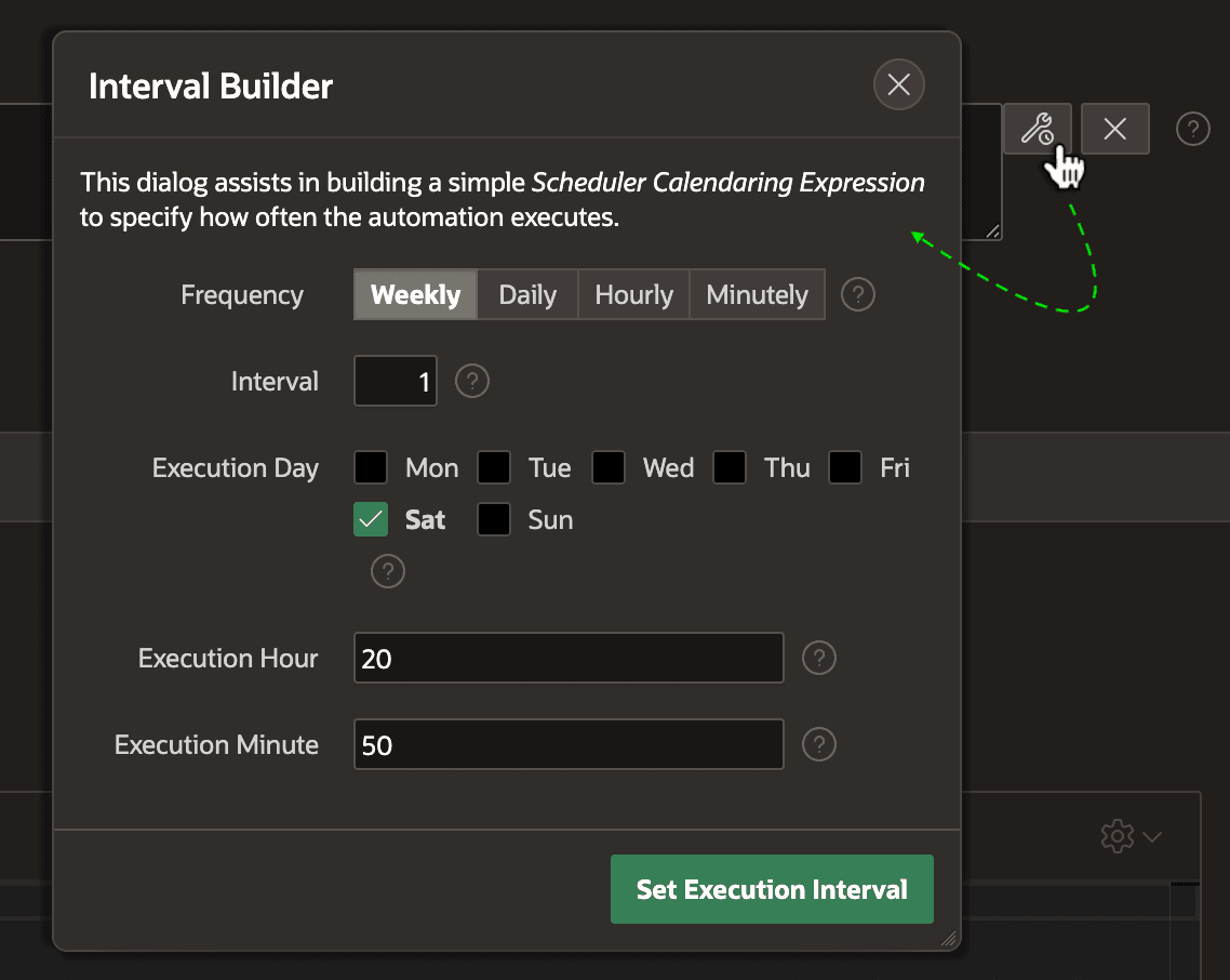 Configuring the Automation Scheduler Expression with Interval Builder