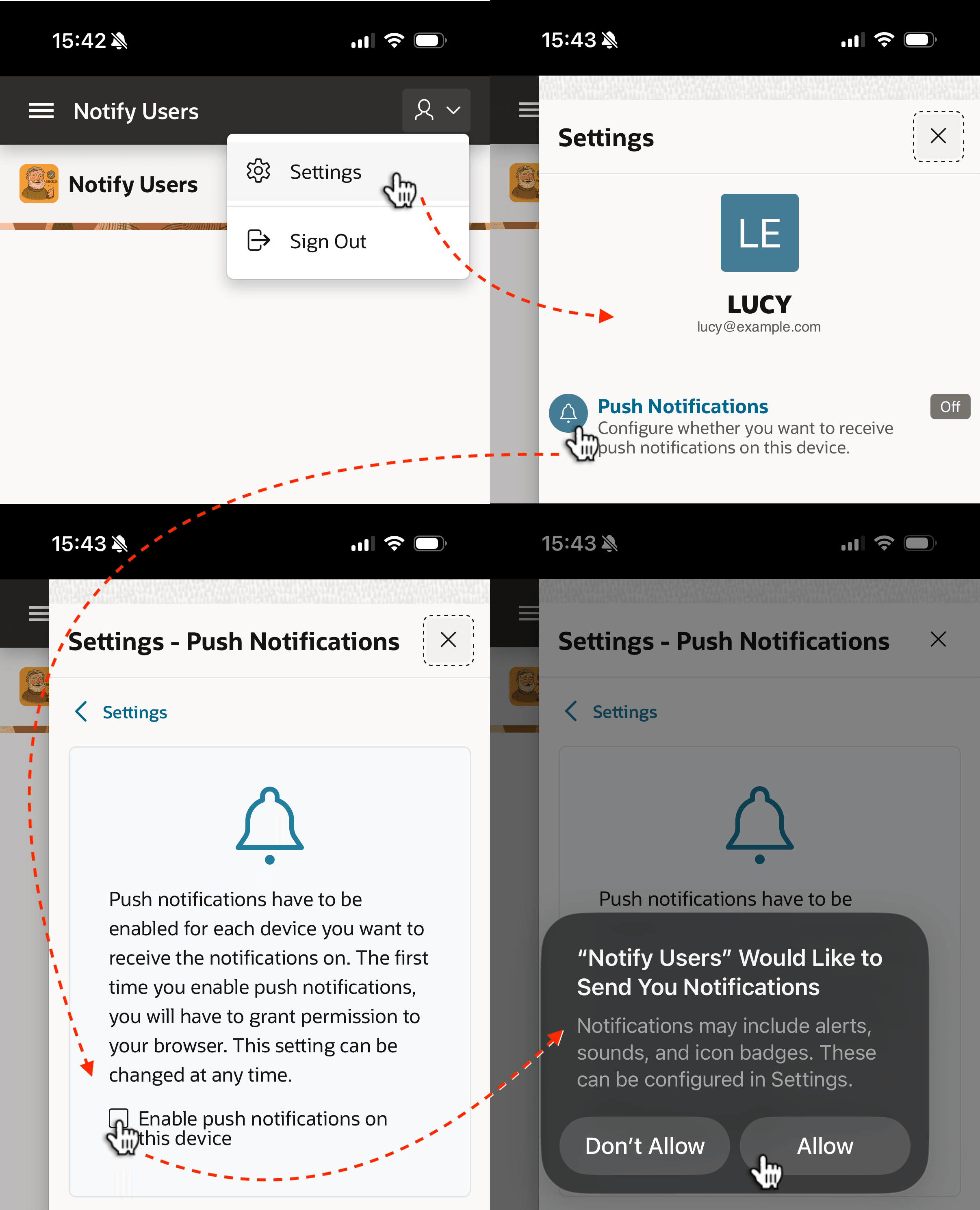Lucy Uses App's Settings to Opt-In to Notifications Lucy Uses App's Settings to Opt-In to Notifications