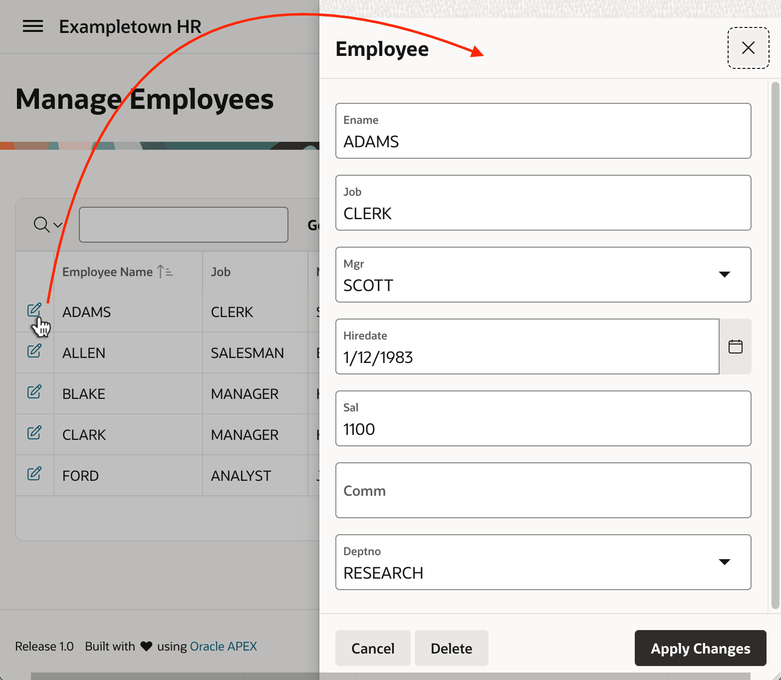 Interactive Report and Form Modal Drawer Pages in Action Interactive Report and Form Modal Drawer Pages in Action