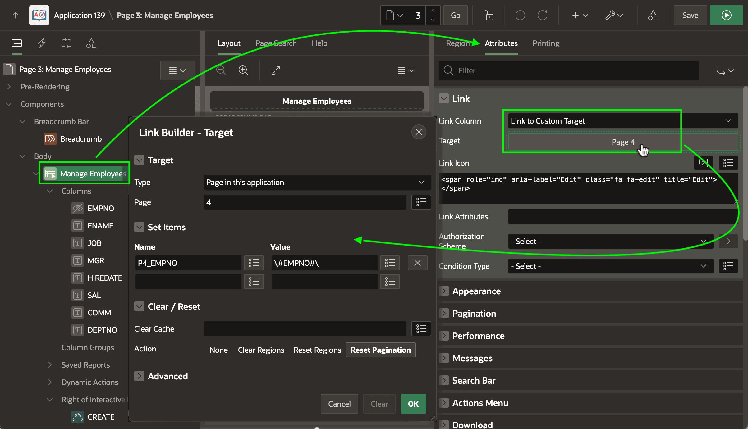 Examining Wizard-Configured Link Column Settings Examining Wizard-Configured Link Column Settings