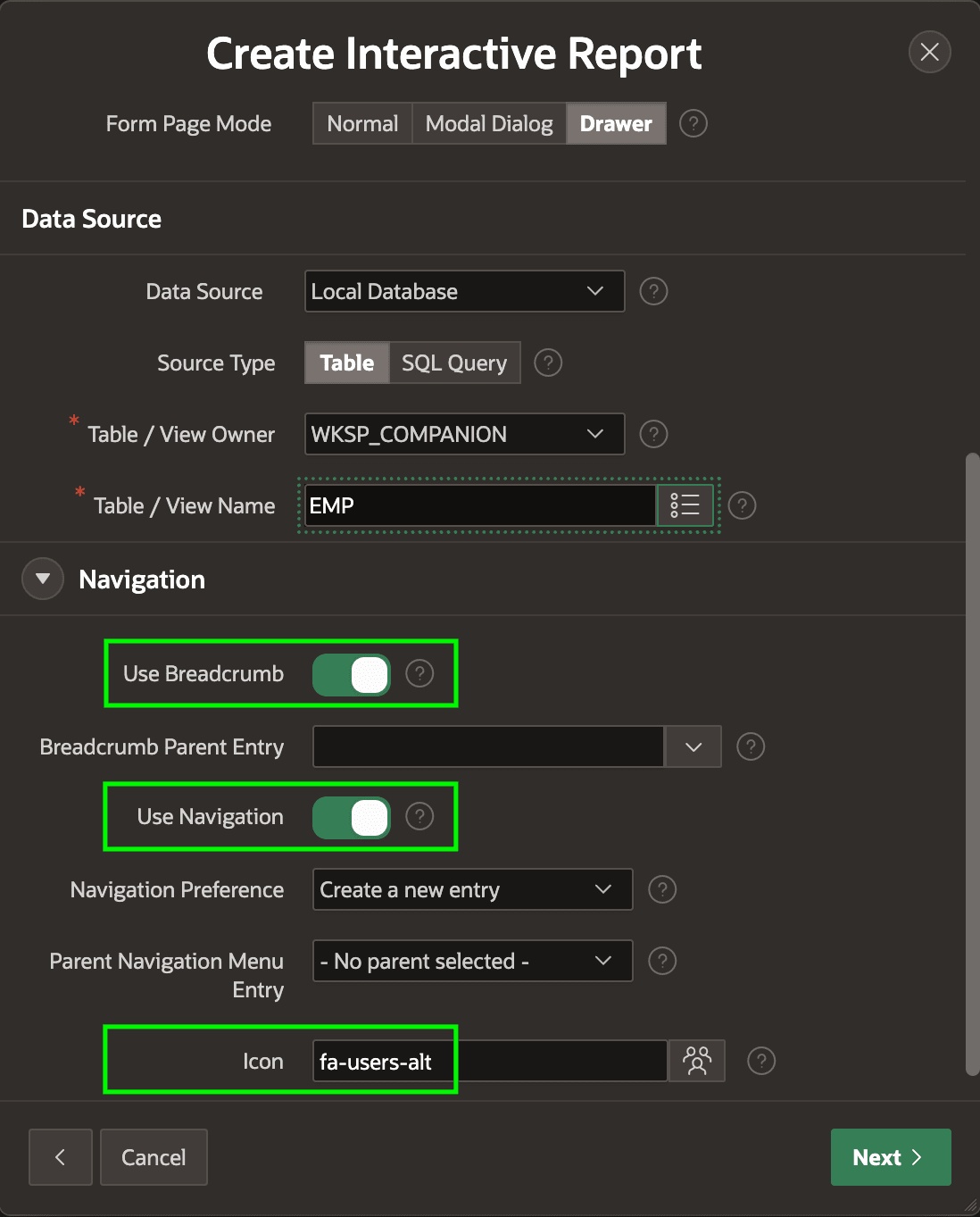 Configuring Breadcrumb, Navigation Menu Entry, and Icon