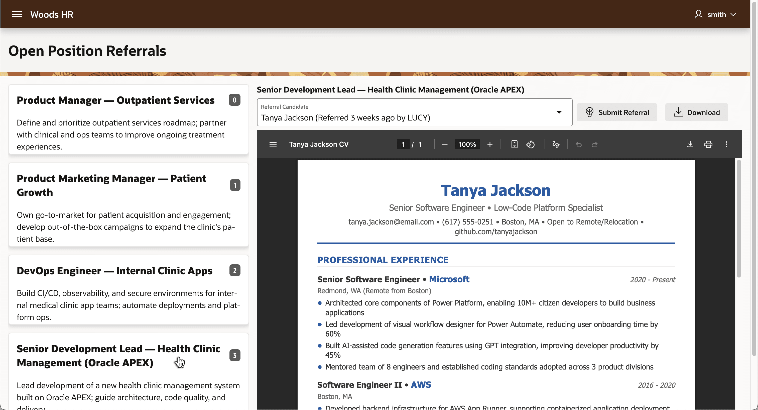 Selecting an Open Job Card with Existing Referrals Selecting an Open Job Card with Existing Referrals