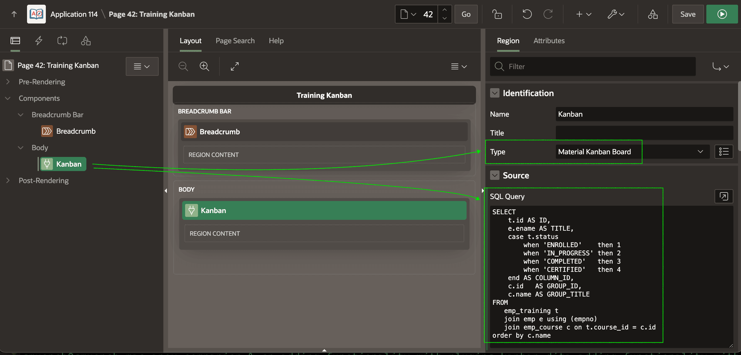 Configuring the Kanban Region's SQL Query Configuring the Kanban Region's SQL Query