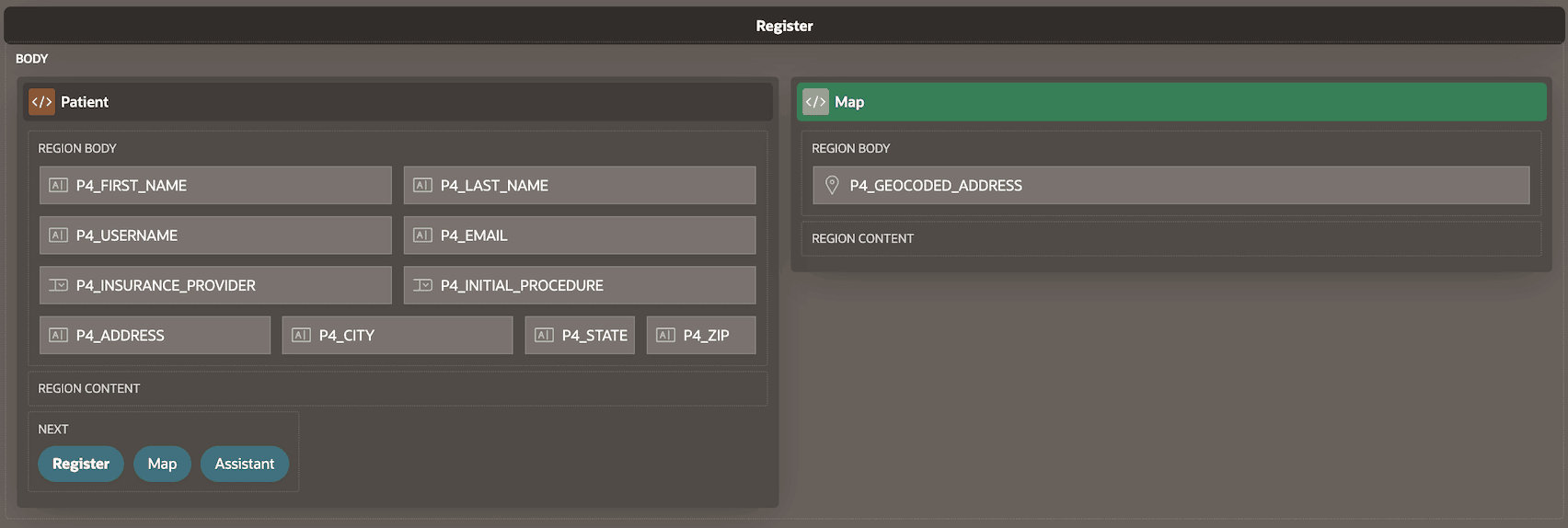 Disabling "Start New Row" for Map Region