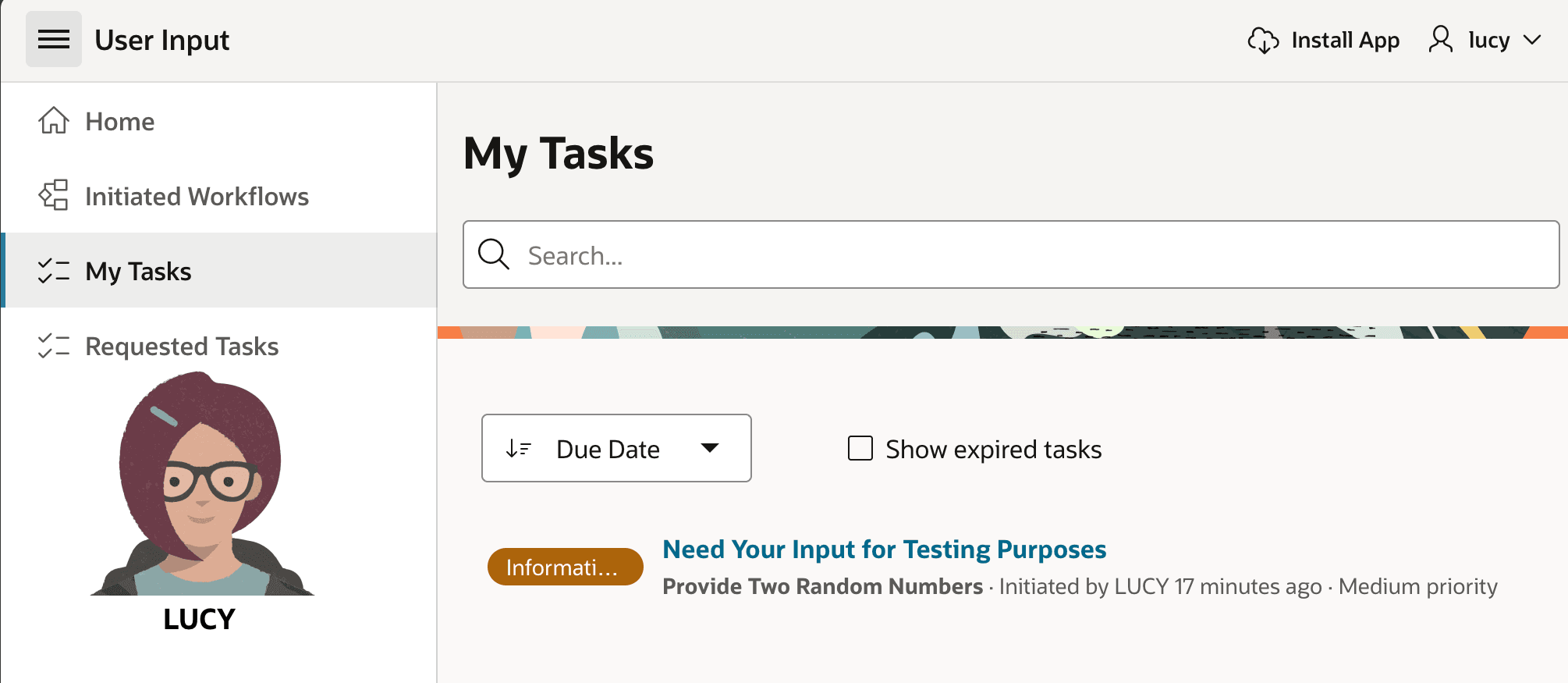 Lucy Sees the Task Shows Up in Her \"My Tasks\" Page Lucy Sees the Task Shows Up in Her "My Tasks" Page