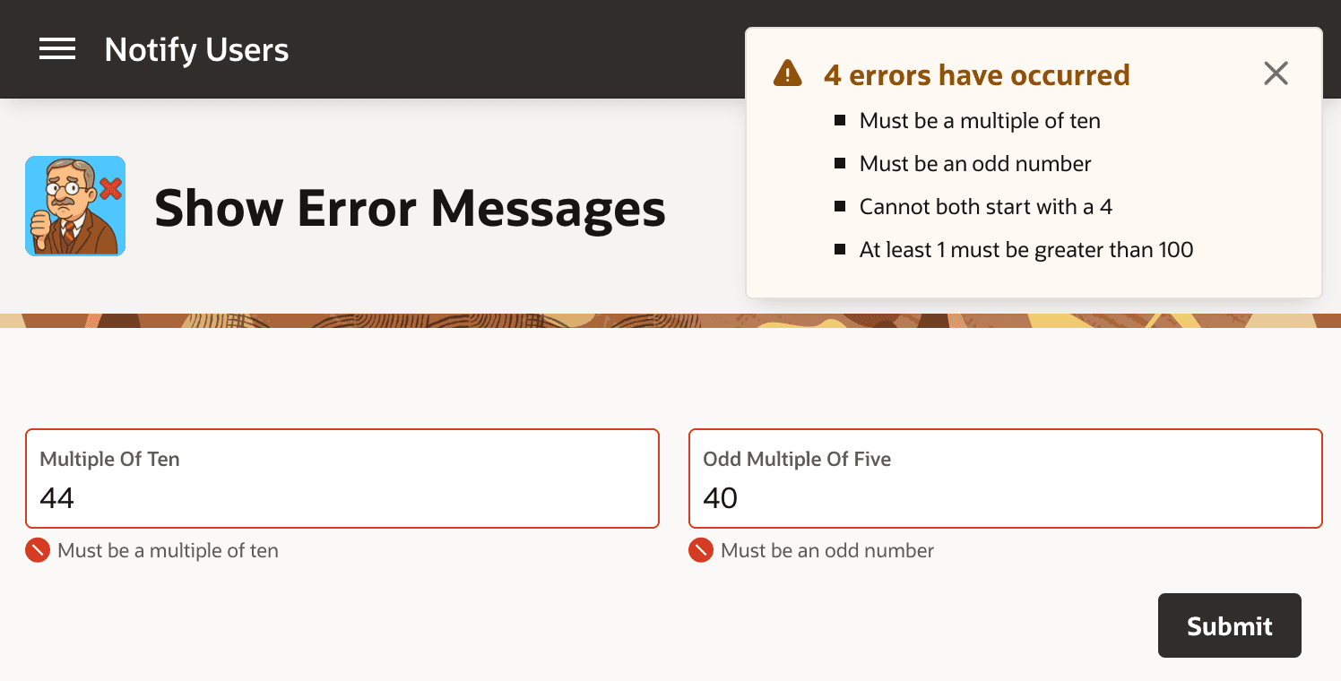 All Failed Validation Error Messages Display on Submit