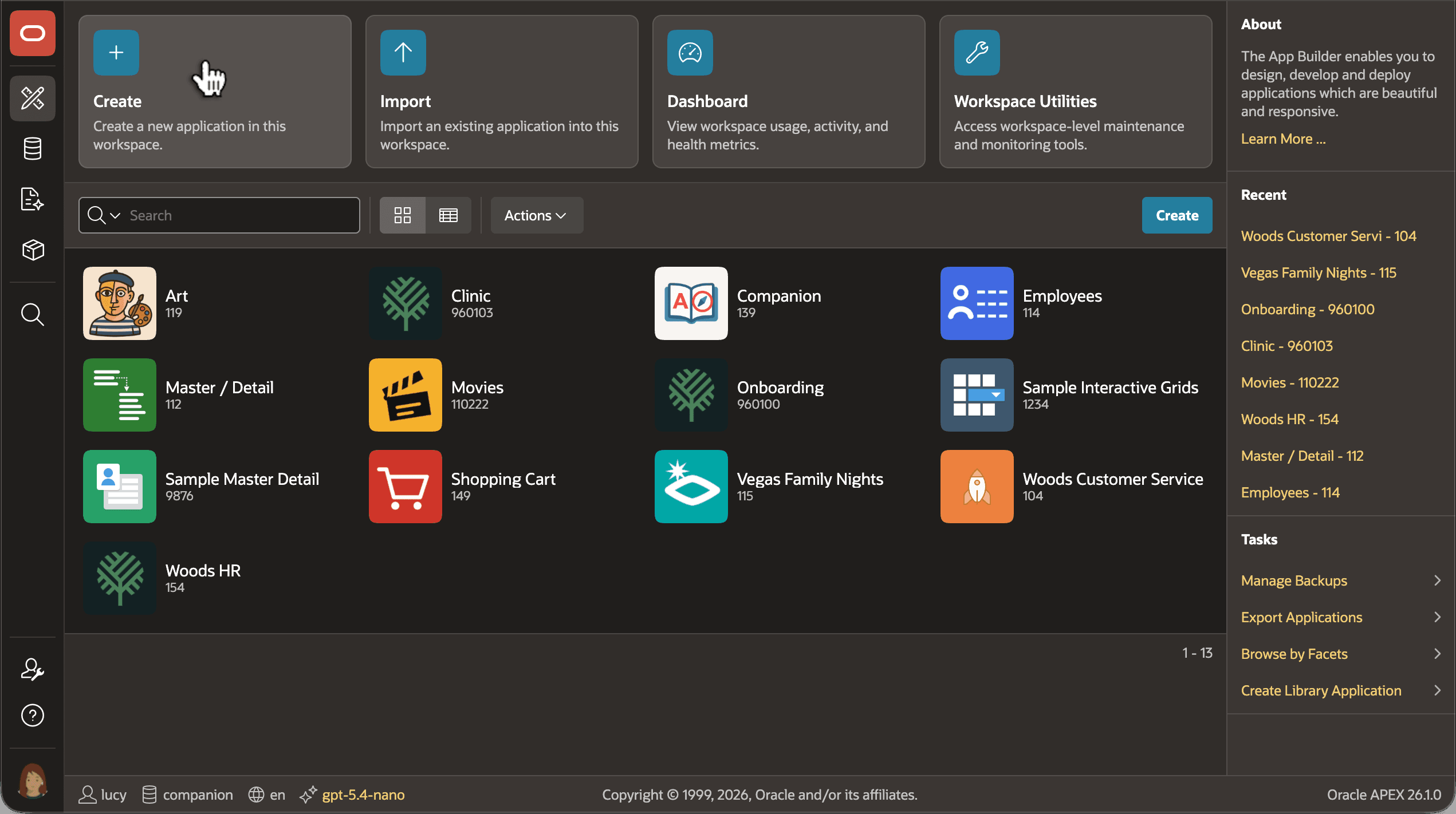 Creating a New Application from the App Builder Home Page Creating a New Application from the App Builder Home Page