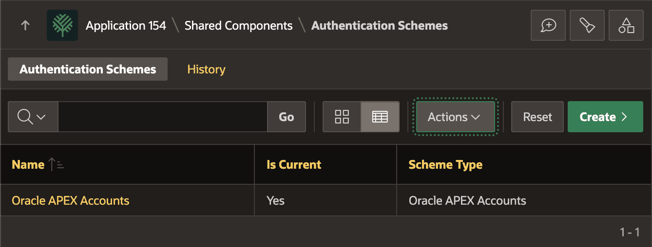 Oracle APEX Accounts Provide Default Authentication Scheme