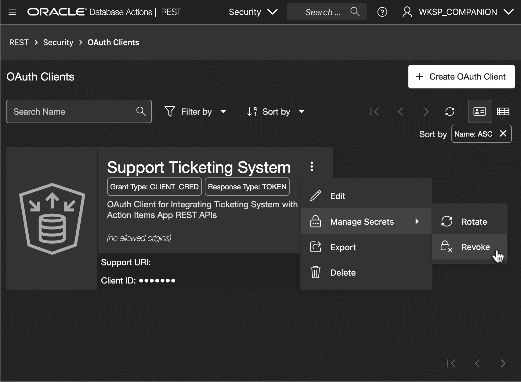 ORDS OAuth Client Used to Authenticate External System Integration