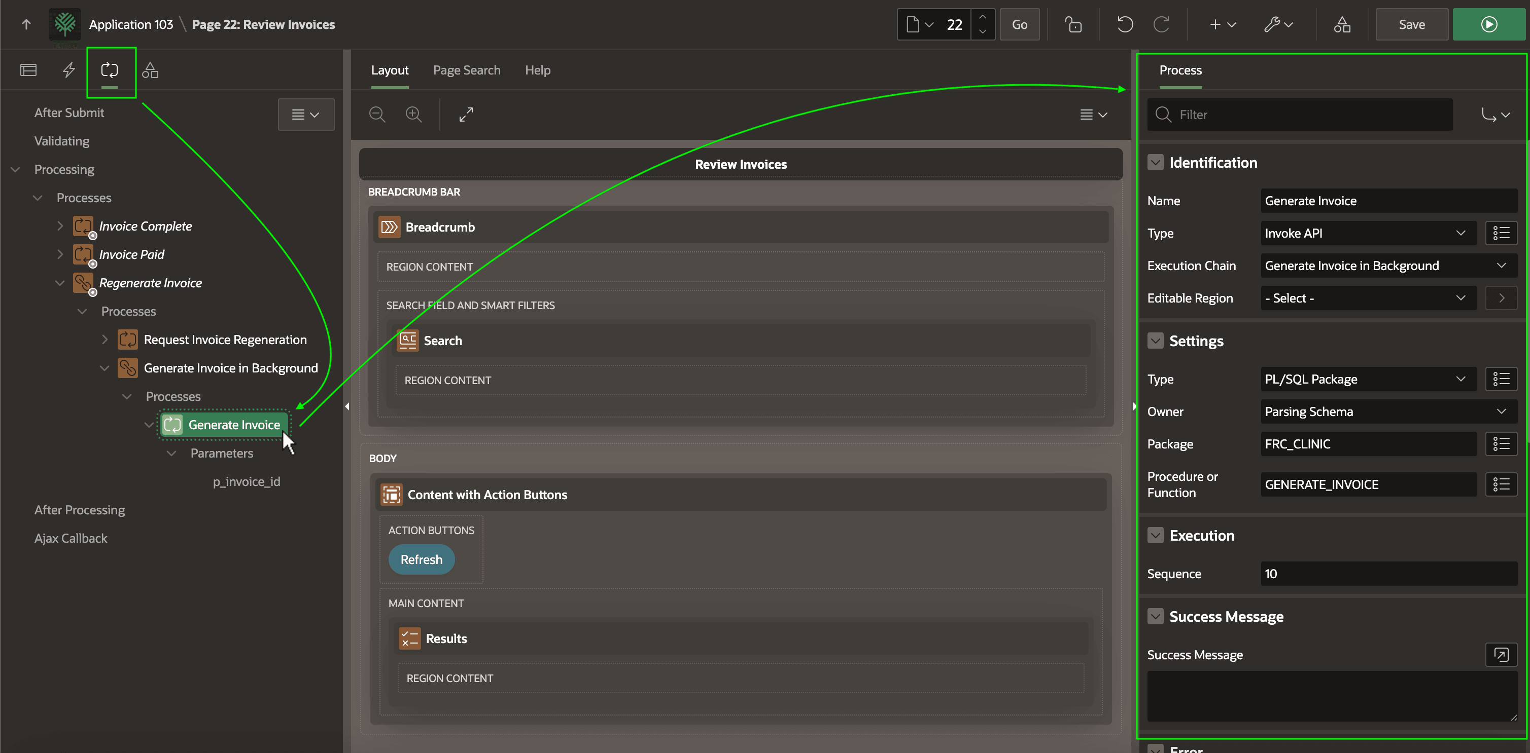 Processing Tab Shows Page Submit Validation and Processing