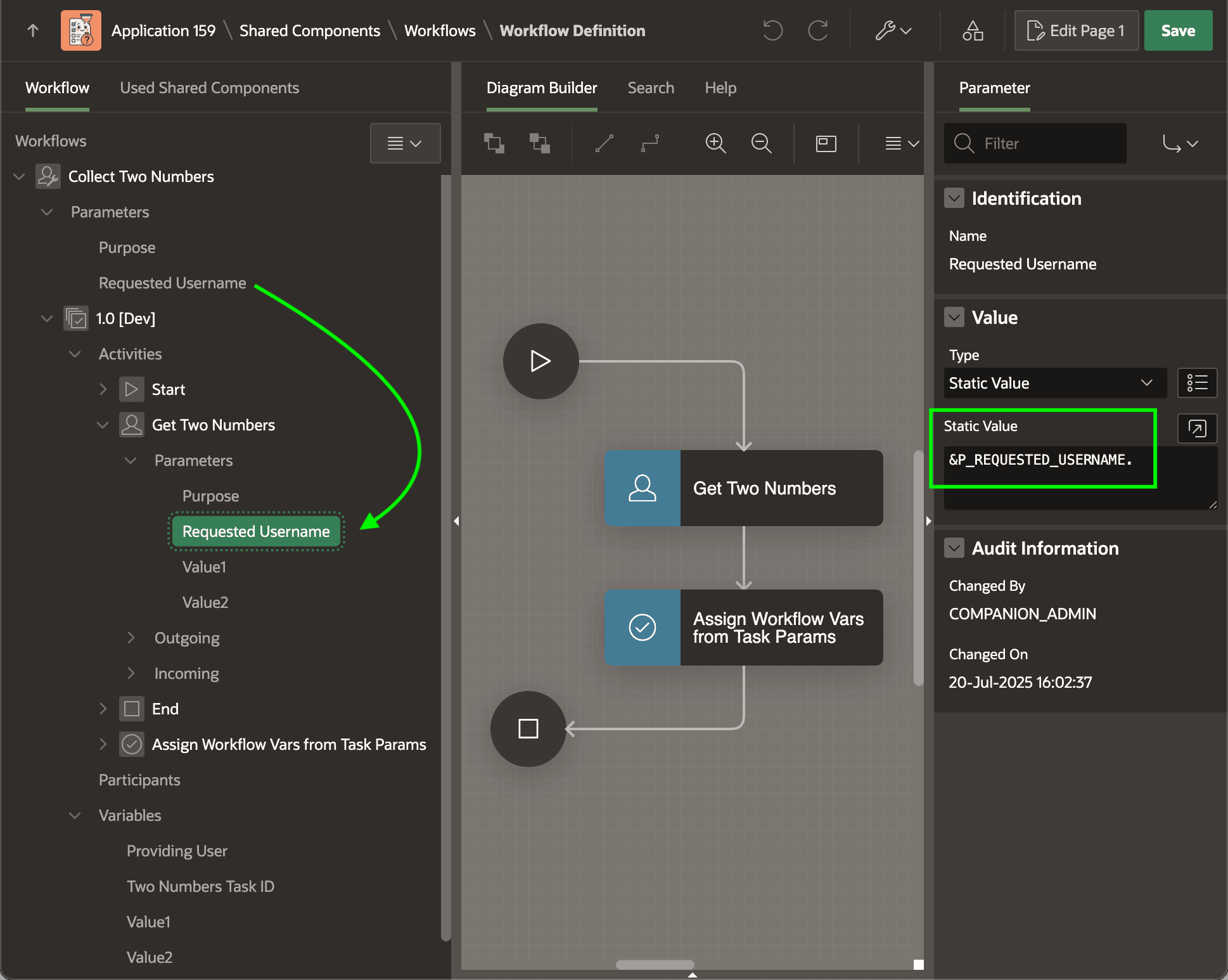 Passing the Value of a Workflow Parameter to a Task Definition Parameter