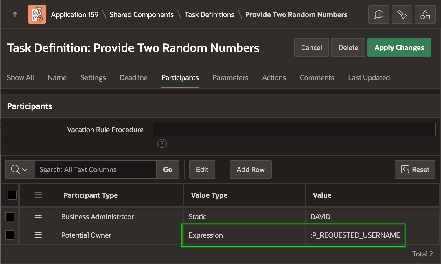 Configuring Task Potential Owners Using a Parameter Value