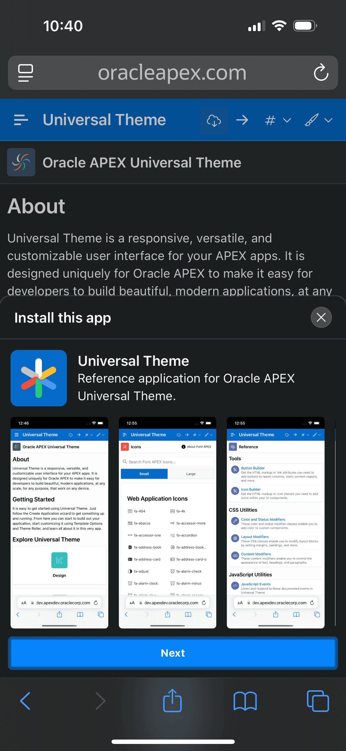 Tapping to Install an APEX as a Native App on iPhone