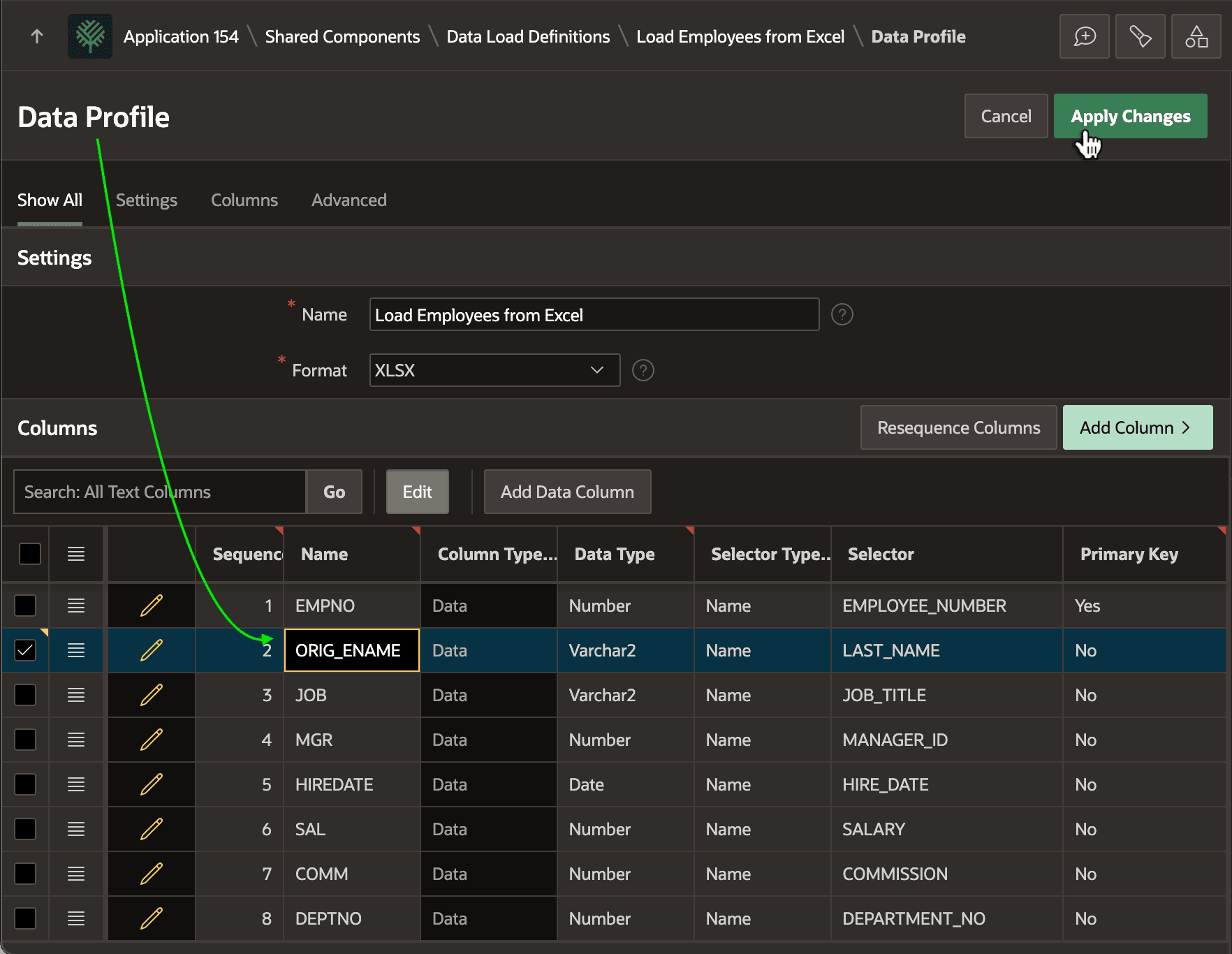 Renaming ENAME to ORIG_ENAME Data Profile Column Renaming ENAME to ORIG_ENAME Data Profile Column