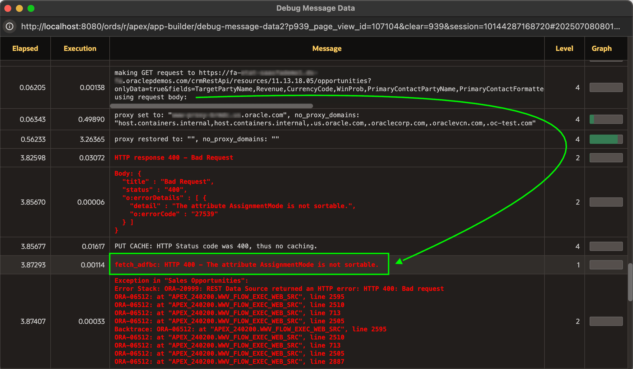 Examining First Error and the Preceding REST API Call